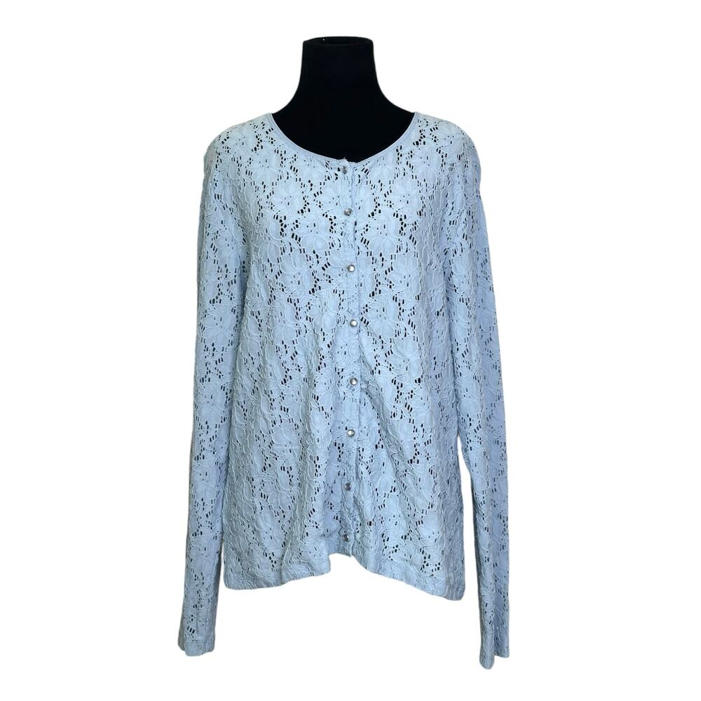 Modern Soul blue eyelet buttoned long sleeves blouse size Large